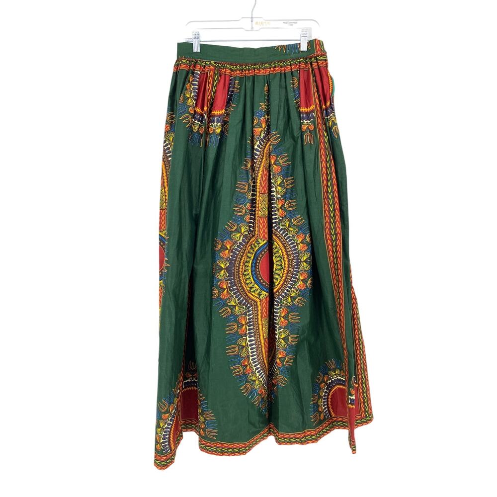Unbranded Maxi Skirt Women's Size Medium 8/10 Ethnic Printed A-Line Green Red